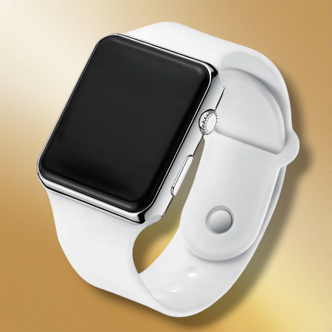 Lisslune | Square Smartwatch Woman Silver and White Silicone - "Amara"