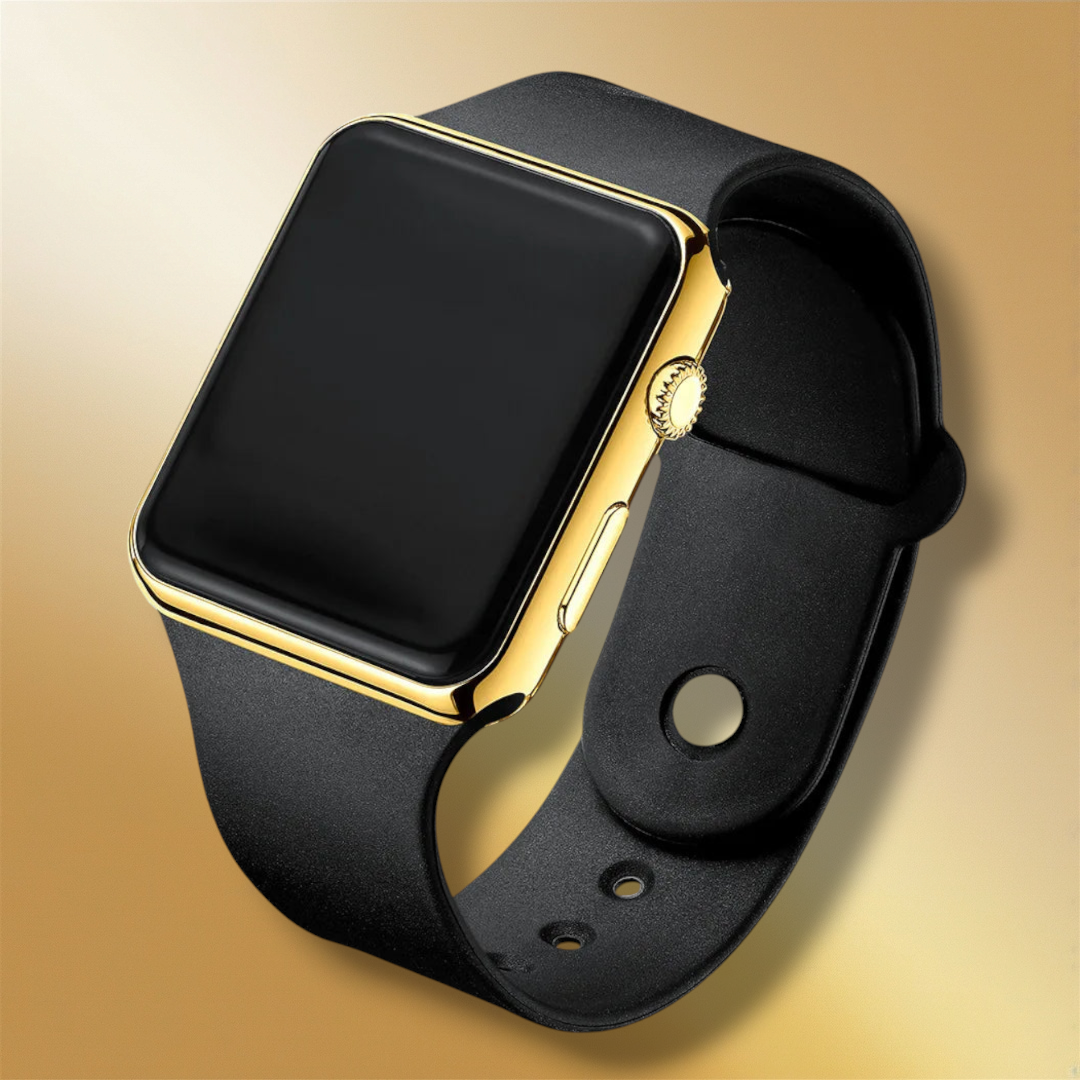 Lisslune | Wristwatch for ladies made of black and golden square plastic - "Andrea"