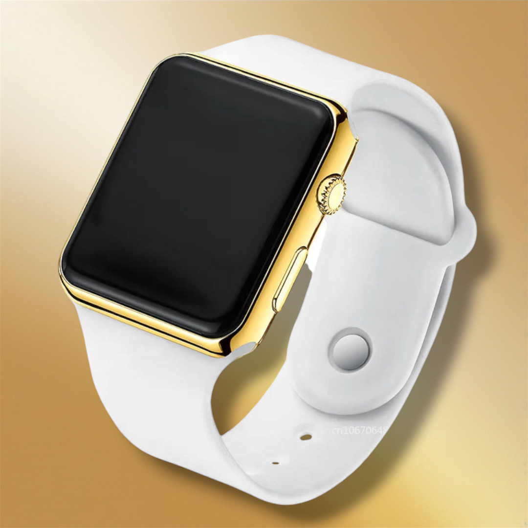 Lisslune | Women's Smartwatch Square made of white and gold plastic - "Angela"