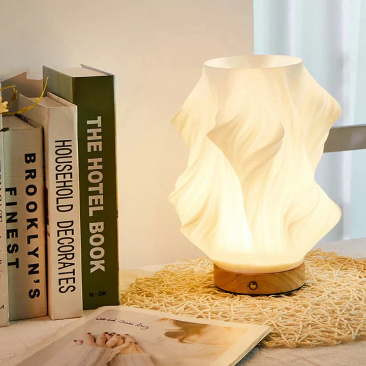 Lisslune | LunaSwirl | Luxury Modern Swirl LED Table Lamp – Elegant Ambient Lighting