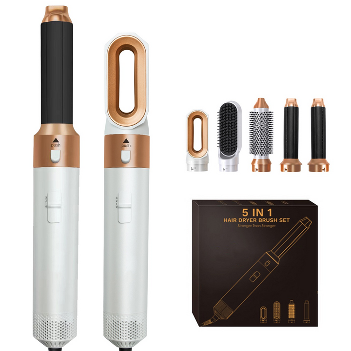 Lisslune | 5-in-1 Hair Styler | Auto Curler, Blow Dryer & Flat Brush for All Hair Types at Home