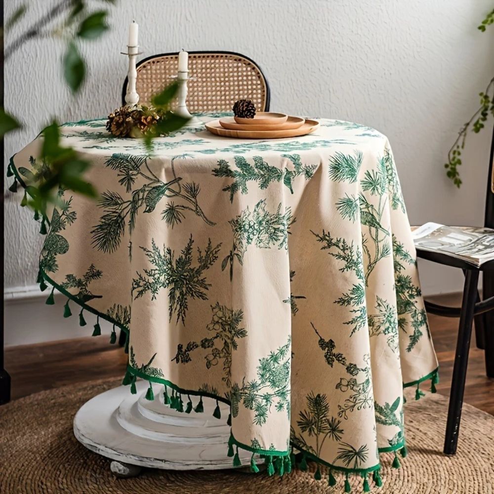 Lisslune | Pine Cone Print Round Tablecloth