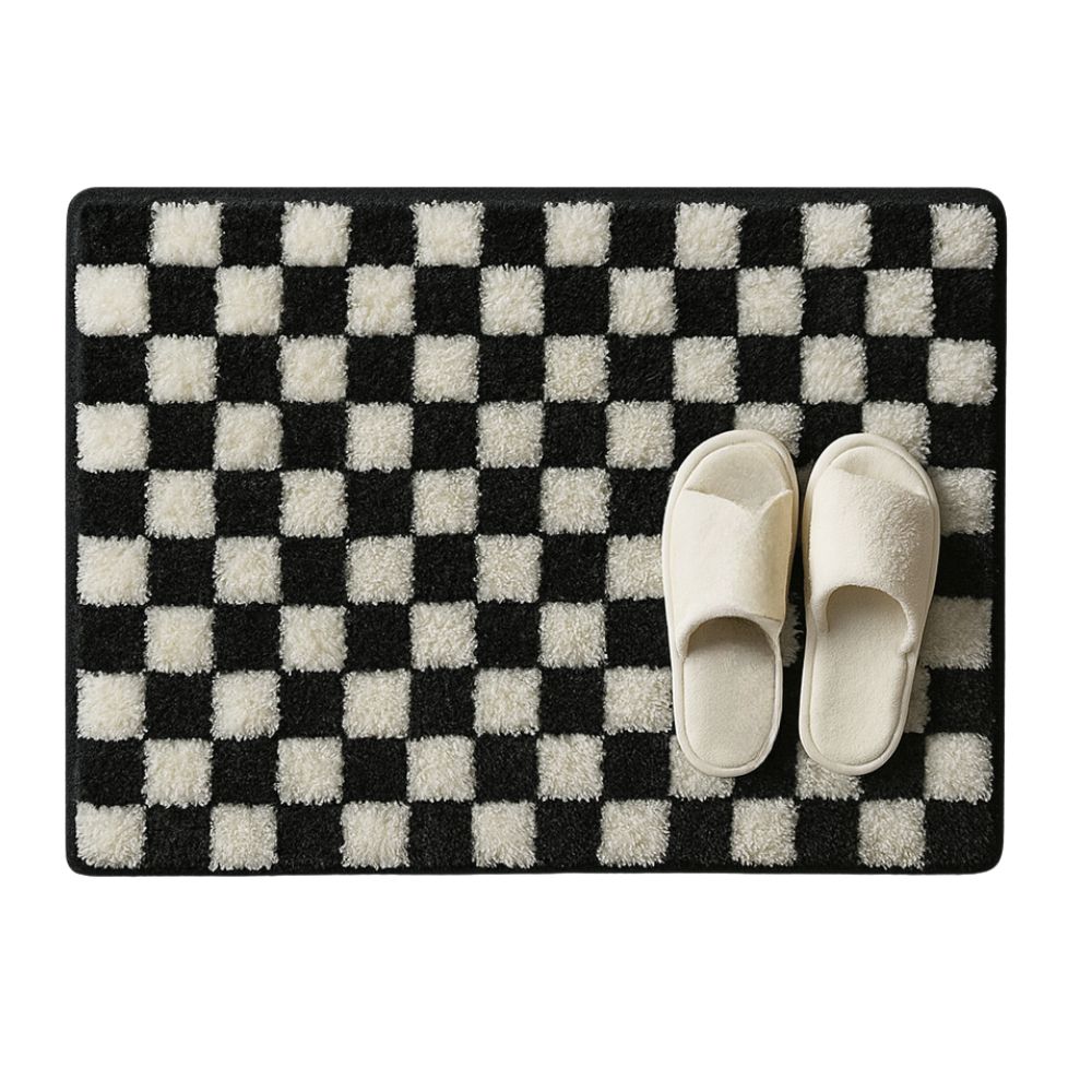 Lisslune | Plush Checkered Grid Bath Mat