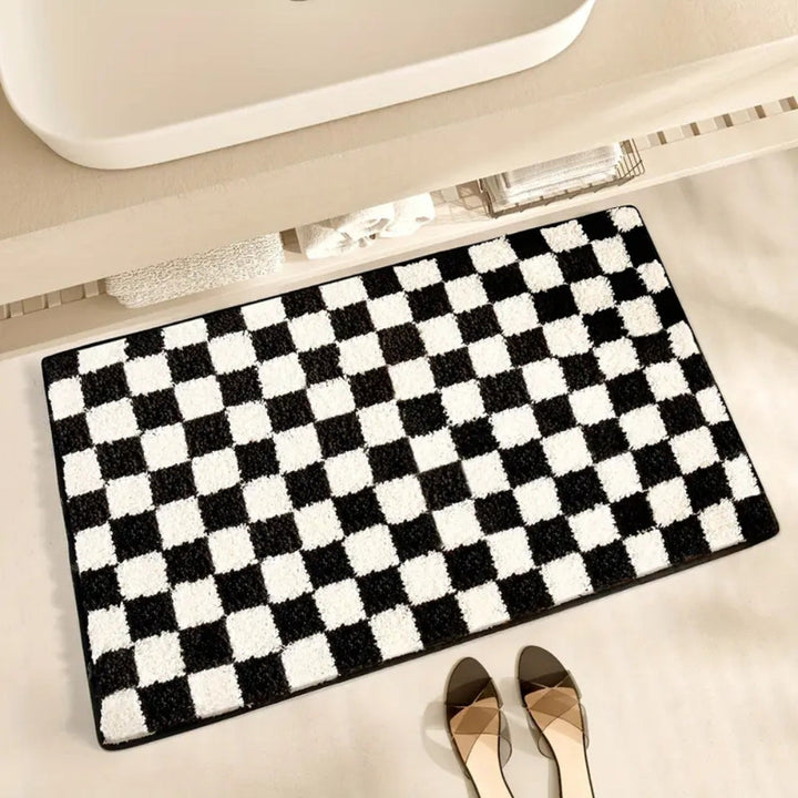 Lisslune | Plush Checkered Grid Bath Mat