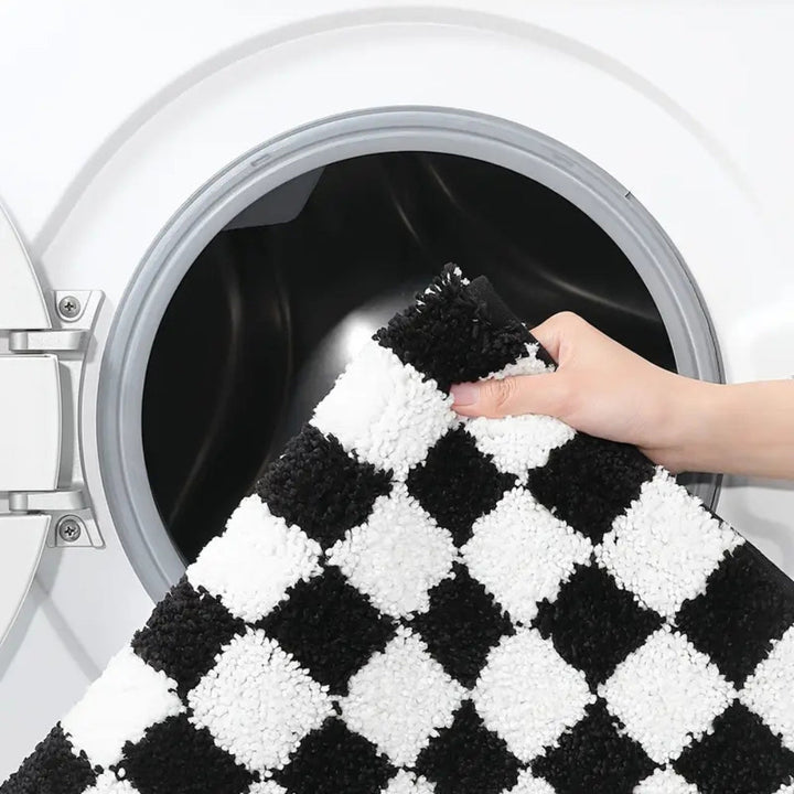 Lisslune | Plush Checkered Grid Bath Mat