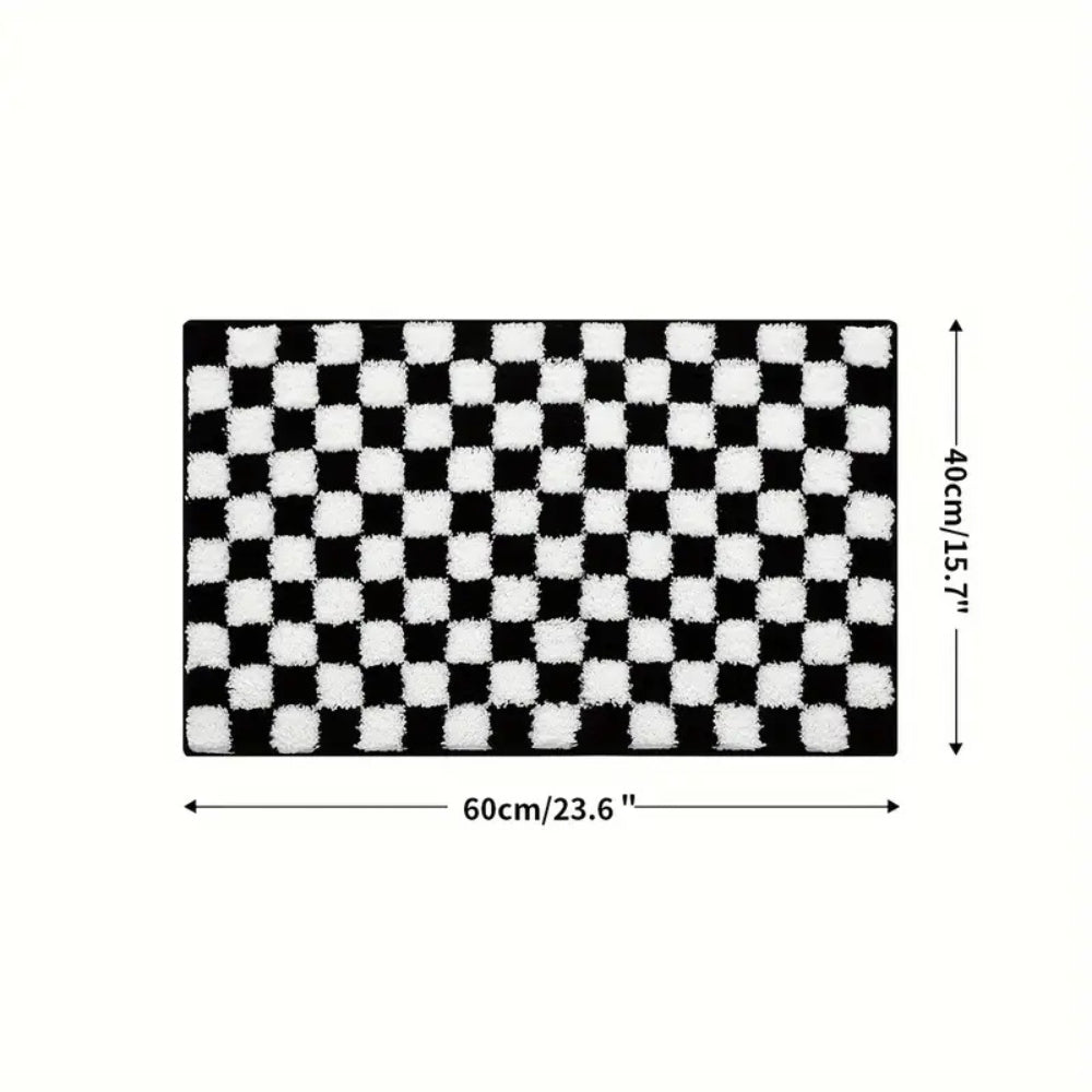Lisslune | Plush Checkered Grid Bath Mat