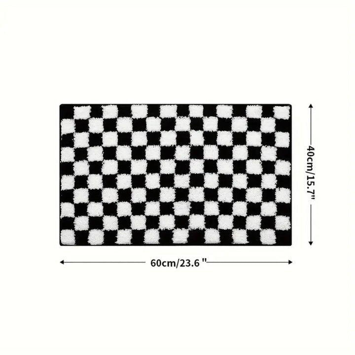 Lisslune | Plush Checkered Grid Bath Mat