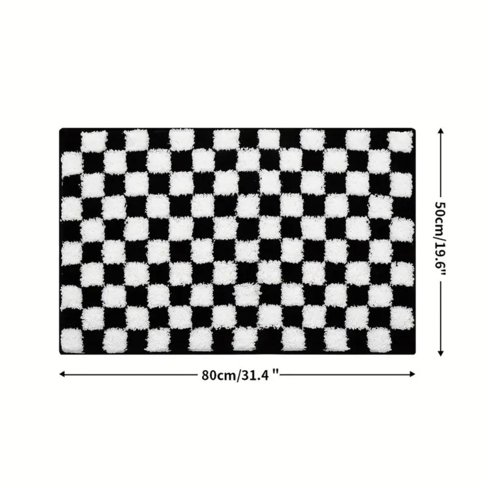 Lisslune | Plush Checkered Grid Bath Mat