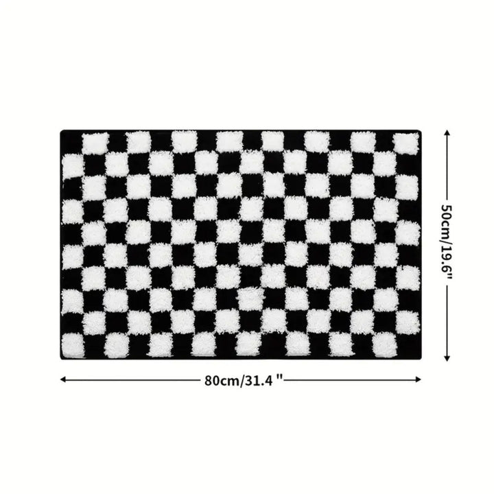 Lisslune | Plush Checkered Grid Bath Mat