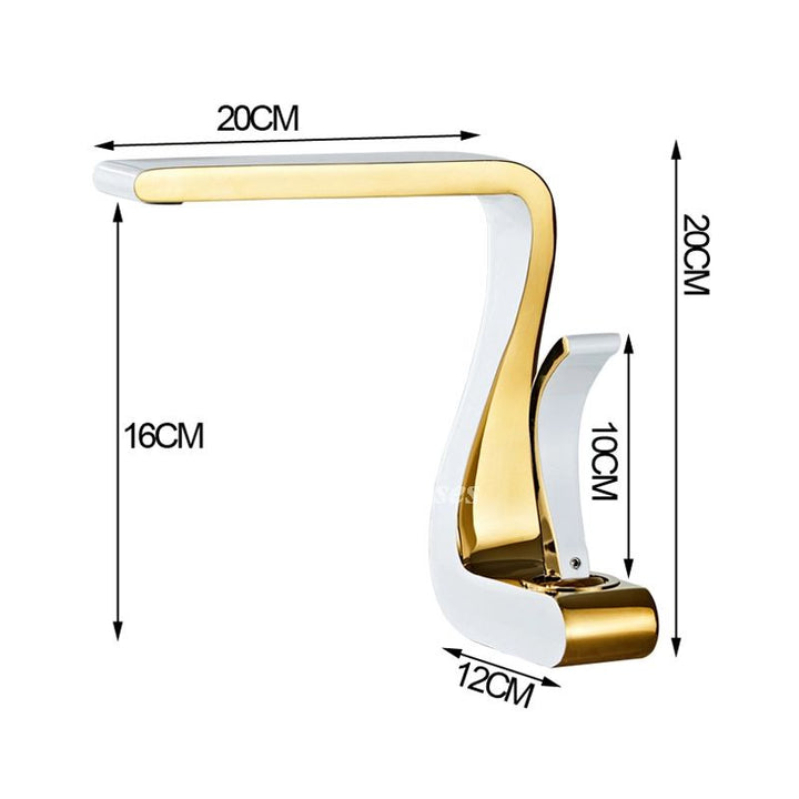 Lisslune | Polished Gold Bathroom Sink Faucets Single Handle Luxury Brass White Modern One Hole