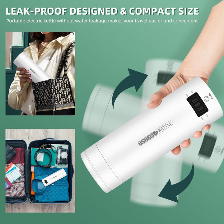 Lisslune | Portable Electric Travel Kettle with Auto Shut-Off - Compact 1L Water Boiler for Camping, Hiking, and Travel