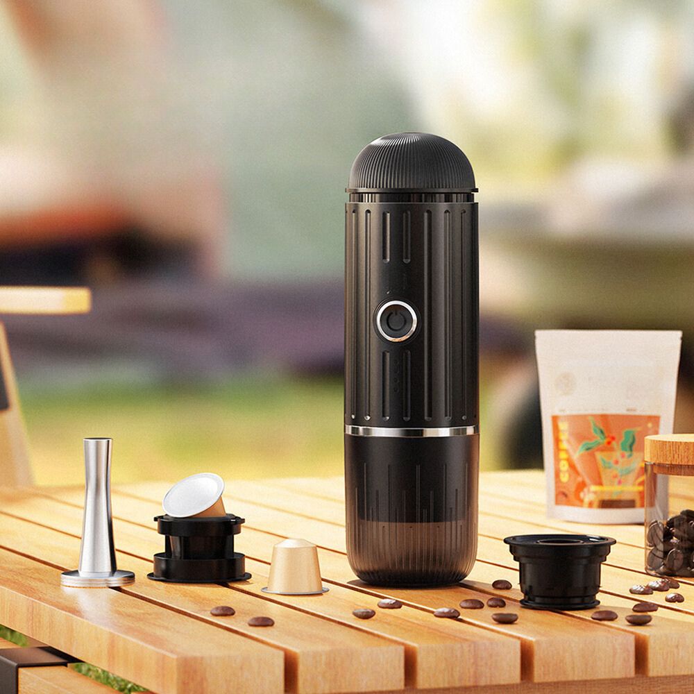 Lisslune | Self-Heating Portable Electric Espresso Maker with USB-C Charger – Compatible with Ground Coffee & Nespresso Capsules