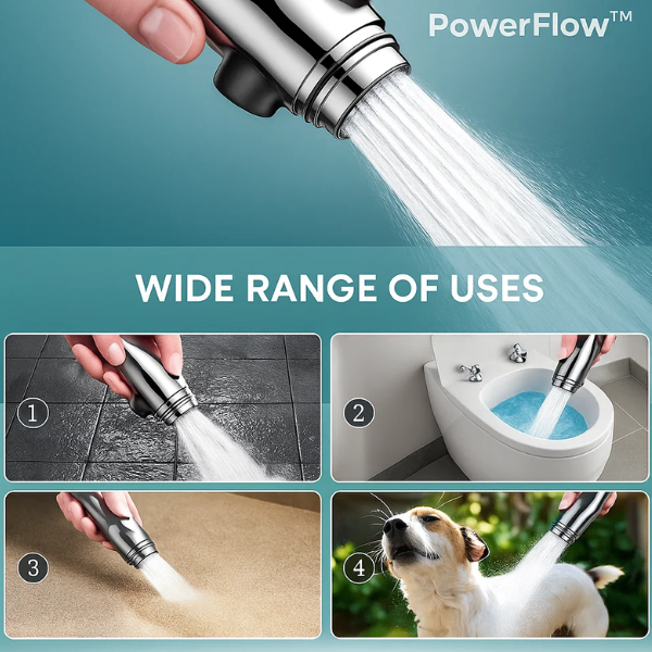 Lisslune | PowerFlow™ High Pressure Showerhead | Powerful Showerhead for Maximum Water Pressure