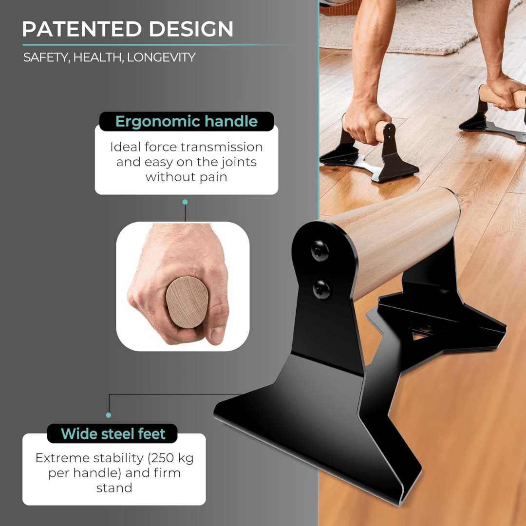 Lisslune | Ergonomic wooden parallettes for safe push-up training