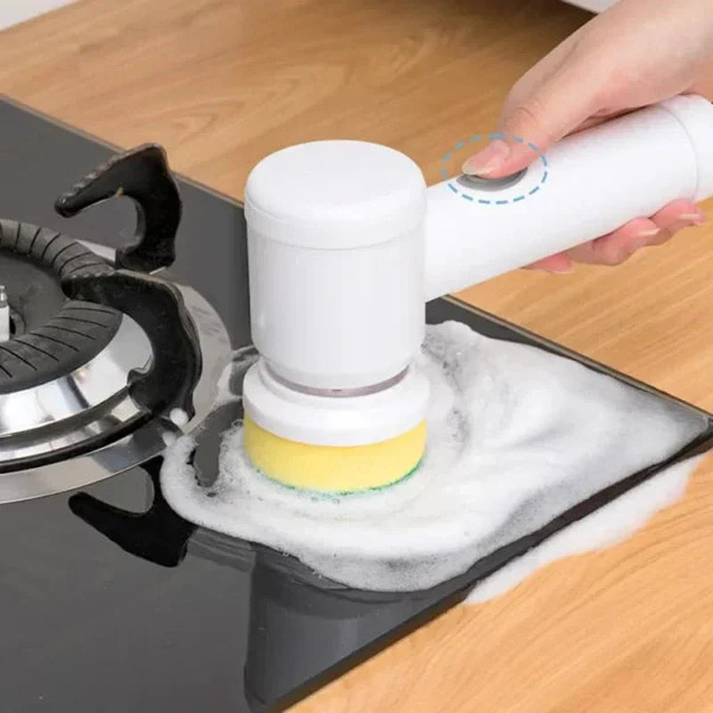 Lisslune | PowerScrub | Compact Cordless Electric Scrubber with Brush Attachments