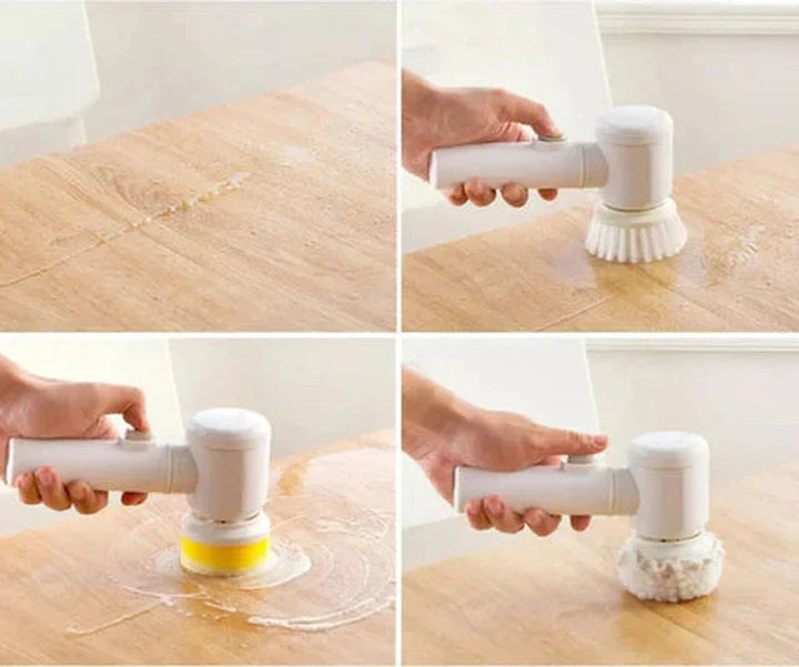 Lisslune | PowerScrub | Compact Cordless Electric Scrubber with Brush Attachments