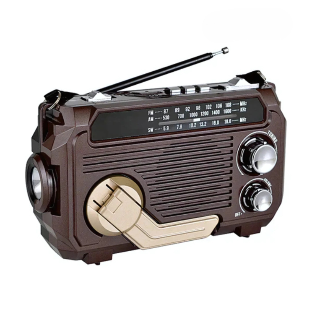 Lisslune | SafeWave Emergency Radio with Built-in Power Bank – Hand Crank, Solar & USB Charging, AM/FM, LED Torch & SOS Alert