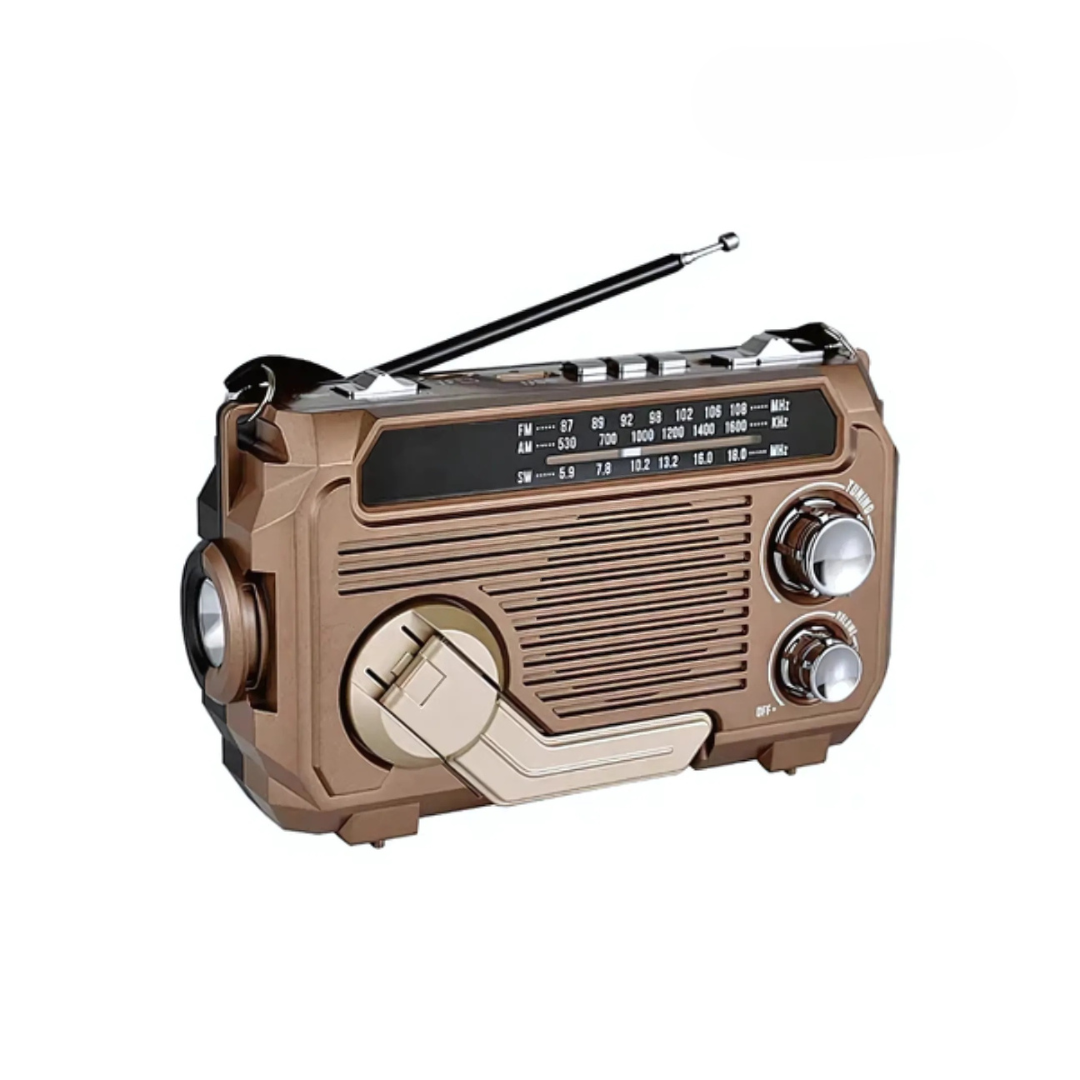 Lisslune | SafeWave Emergency Radio with Built-in Power Bank – Hand Crank, Solar & USB Charging, AM/FM, LED Torch & SOS Alert