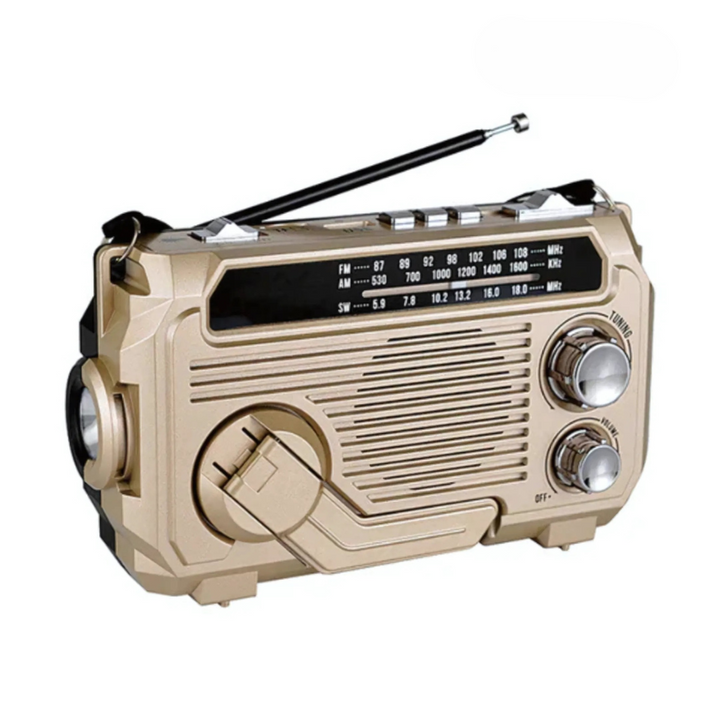 Lisslune | SafeWave Emergency Radio with Built-in Power Bank – Hand Crank, Solar & USB Charging, AM/FM, LED Torch & SOS Alert