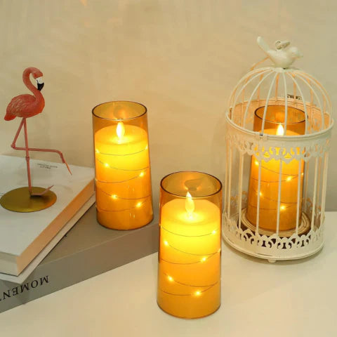 Lisslune | LED Ambient Candle Lights | Realistic Flame Aura, Customizable Brightness & Timer Settings for Home Decor and Events