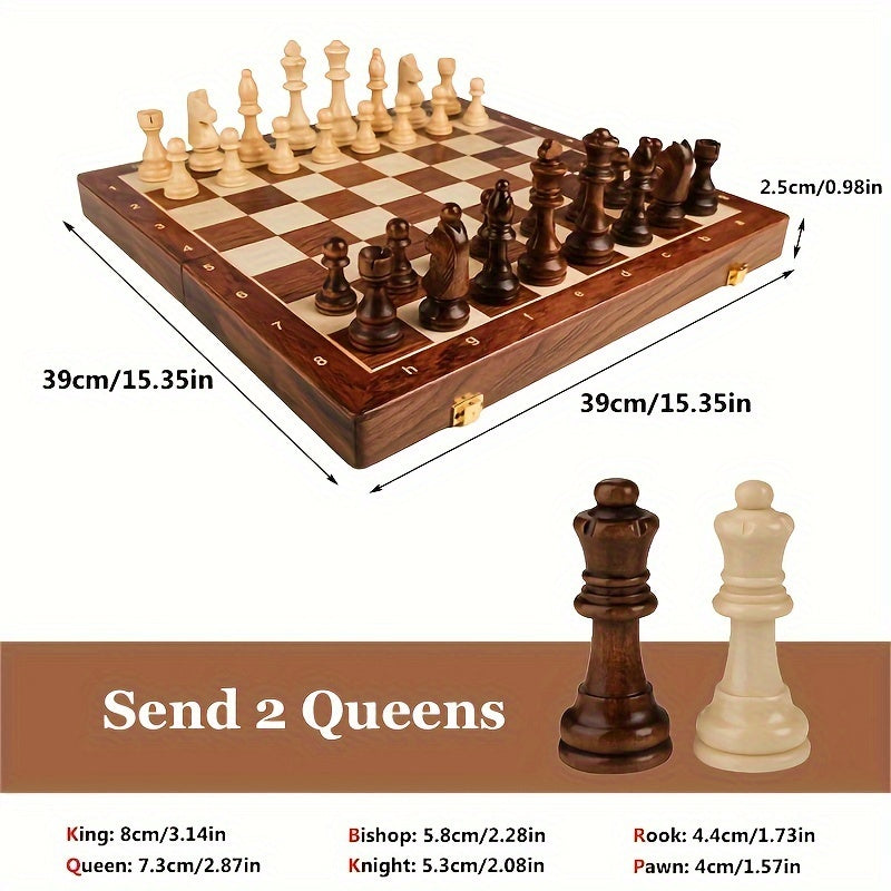 Lisslune | RoyalWood Luxury Chess Set – Solid Wooden Chessboard with Finely Detailed Pieces