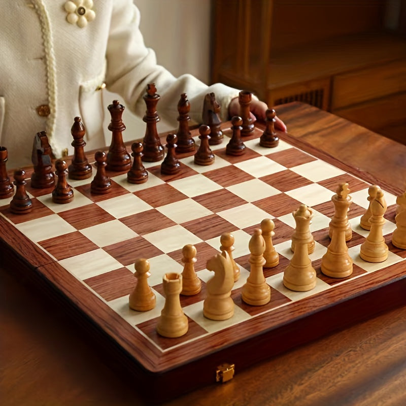 Lisslune | RoyalWood Luxury Chess Set – Solid Wooden Chessboard with Finely Detailed Pieces