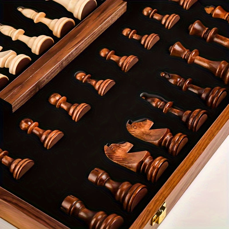 Lisslune | RoyalWood Luxury Chess Set – Solid Wooden Chessboard with Finely Detailed Pieces