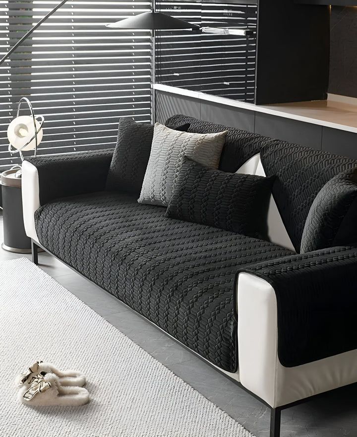 Lisslune | Premium Plush Velvet Sofa Cover – Luxurious Geometric Pattern with Non-Slip Back