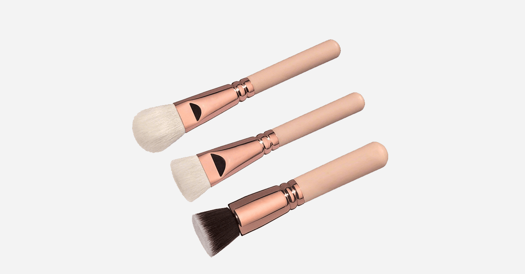 Lisslune | Princess Makeup Brush Set with 8 Pieces in Rose Gold and Beige Handles - Makes you look and feel like a princess!