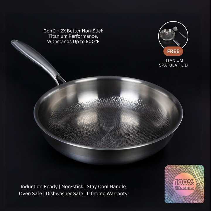 Lisslune | Titanium Frying Pan | Non-Toxic, Naturally Non-Stick & Ideal for Healthy Cooking