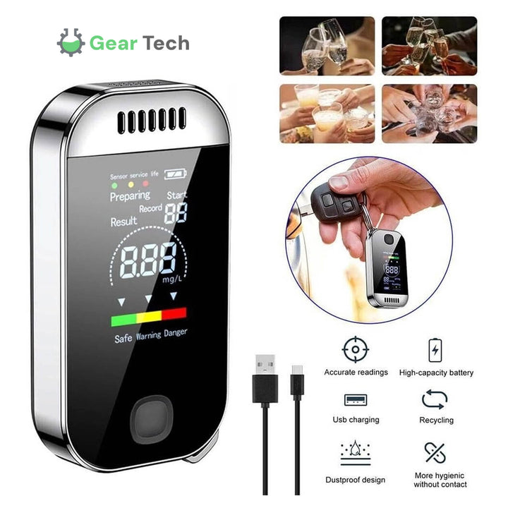 Lisslune | Professional Breathalyzer Alcohol Meter | High-Precision, Contactless Design & Ideal for Home, Camping, or Safe Driving