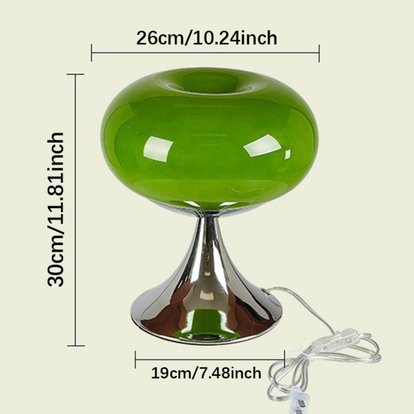 Lisslune | RetroGlow Table Lamp – Bauhaus Style Glass & Iron Lamp with Warm Light | E27 | 90–260V