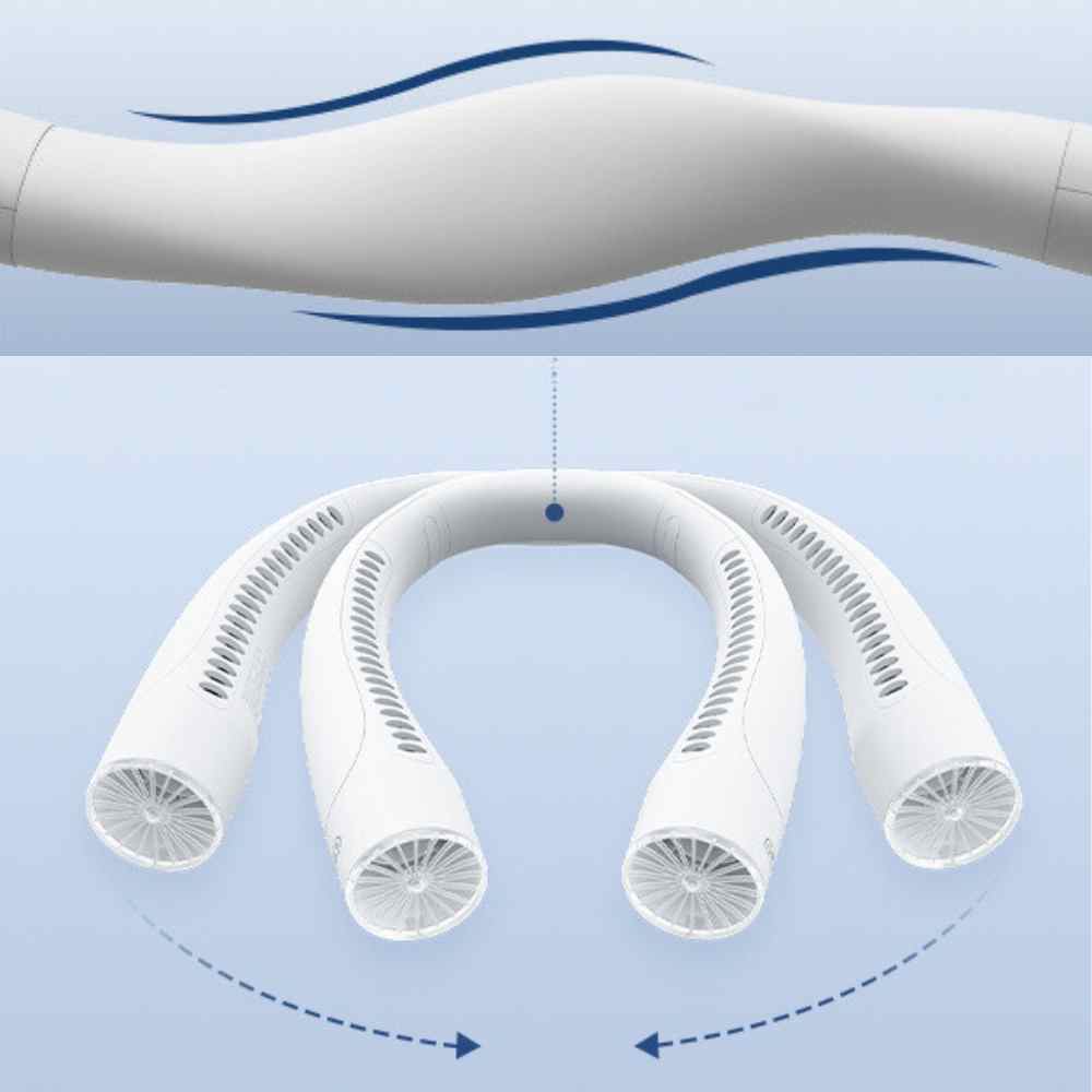 Lisslune | Bladeless Portable Neck Fan with 3 Speed Silent Cooling 4000 mAh Rechargeable