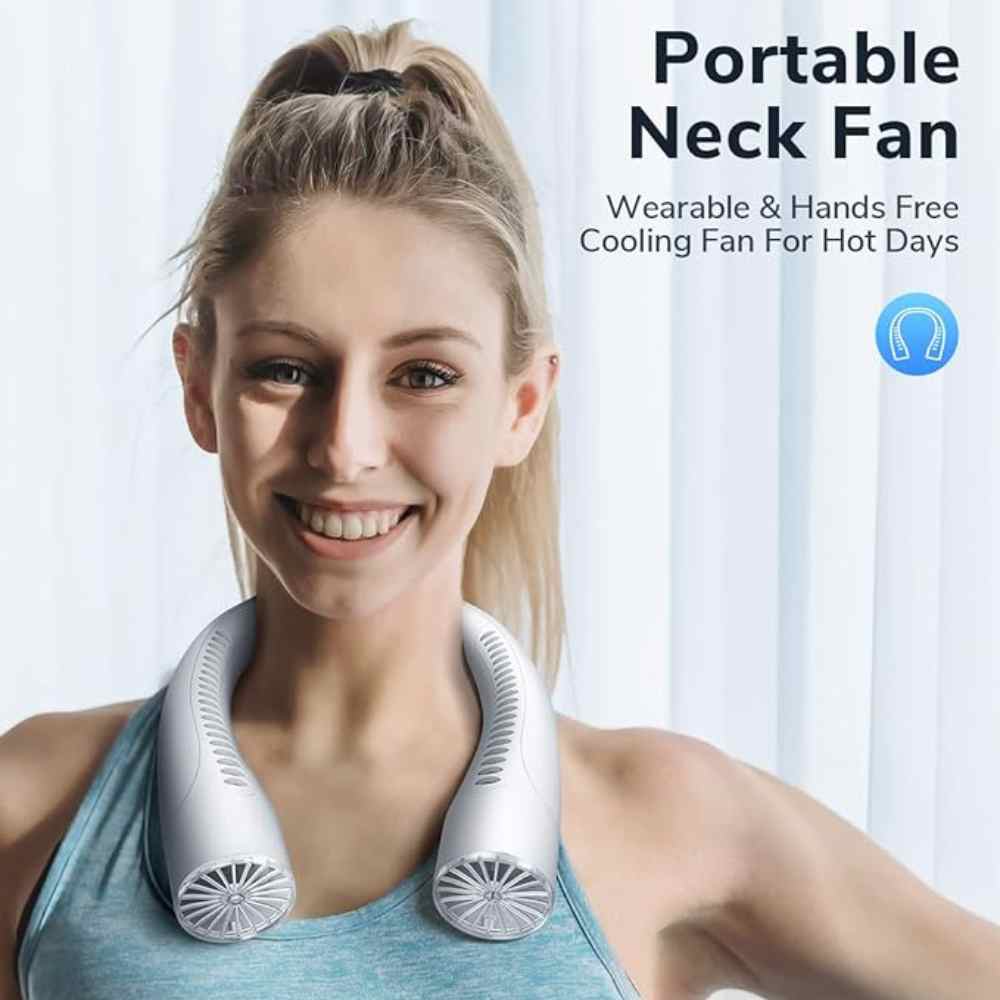 Lisslune | Bladeless Portable Neck Fan with 3 Speed Silent Cooling 4000 mAh Rechargeable