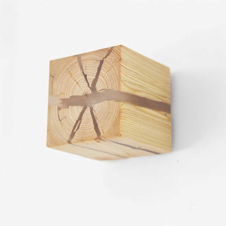 Lisslune | QuadCrackle Wooden Wall Light – Handcrafted LED Wall Lamp with Artistic Crackle Design