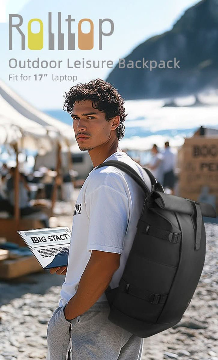 Lisslune | Expandable outdoor backpack with laptop compartment, rolltop & theft protection