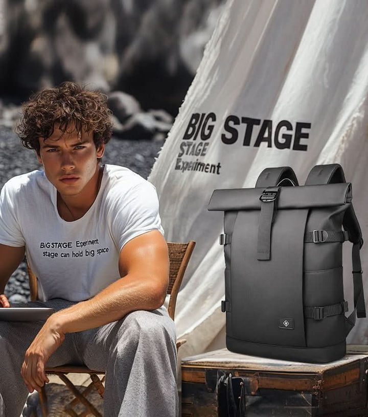 Lisslune | Expandable outdoor backpack with laptop compartment, rolltop & theft protection