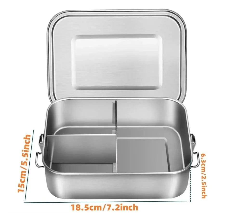 Lisslune | RVS Bento Lunchbox 800ml – Leak-proof, Compartments, Dishwasher Safe