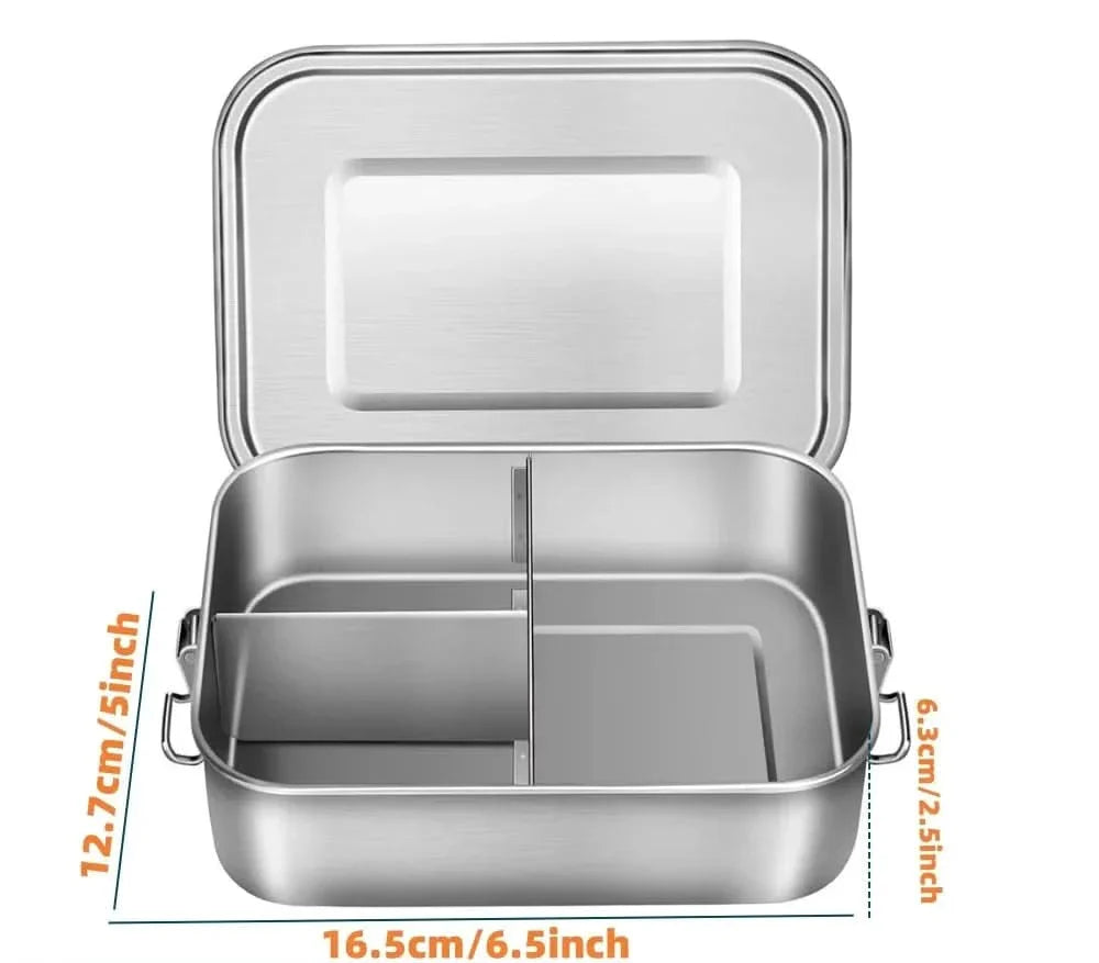 Lisslune | RVS Bento Lunchbox 800ml – Leak-proof, Compartments, Dishwasher Safe