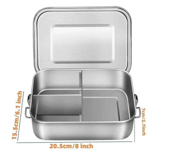 Lisslune | RVS Bento Lunchbox 800ml – Leak-proof, Compartments, Dishwasher Safe