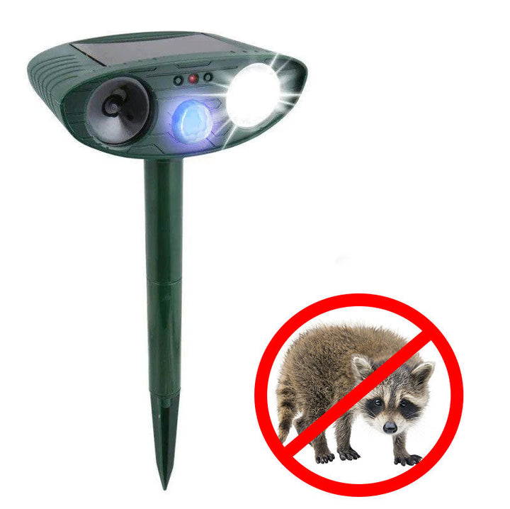 Lisslune | Raccoon Outdoor Ultrasonic Repeller - Solar-powered Ultrasonic Animal and Pest Control - Get rid of raccoons within 48 hours