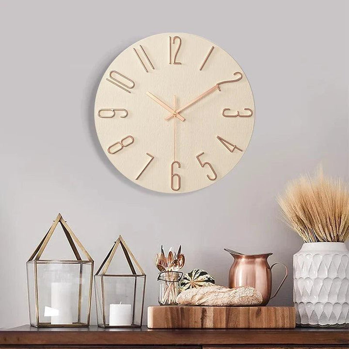 Lisslune | Frameless Wall Clock Made of Wood – Nordic Minimalist Silent Clock for Modern Home Decor