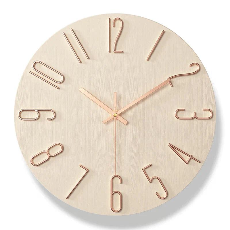 Lisslune | Frameless Wall Clock Made of Wood – Nordic Minimalist Silent Clock for Modern Home Decor