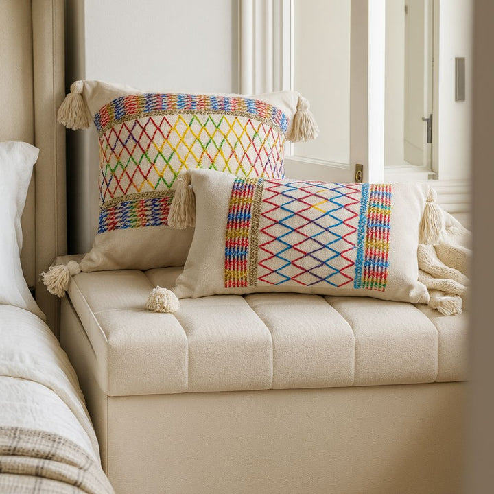 Lisslune | Rainbow Lattice Tassel Cushion Cover