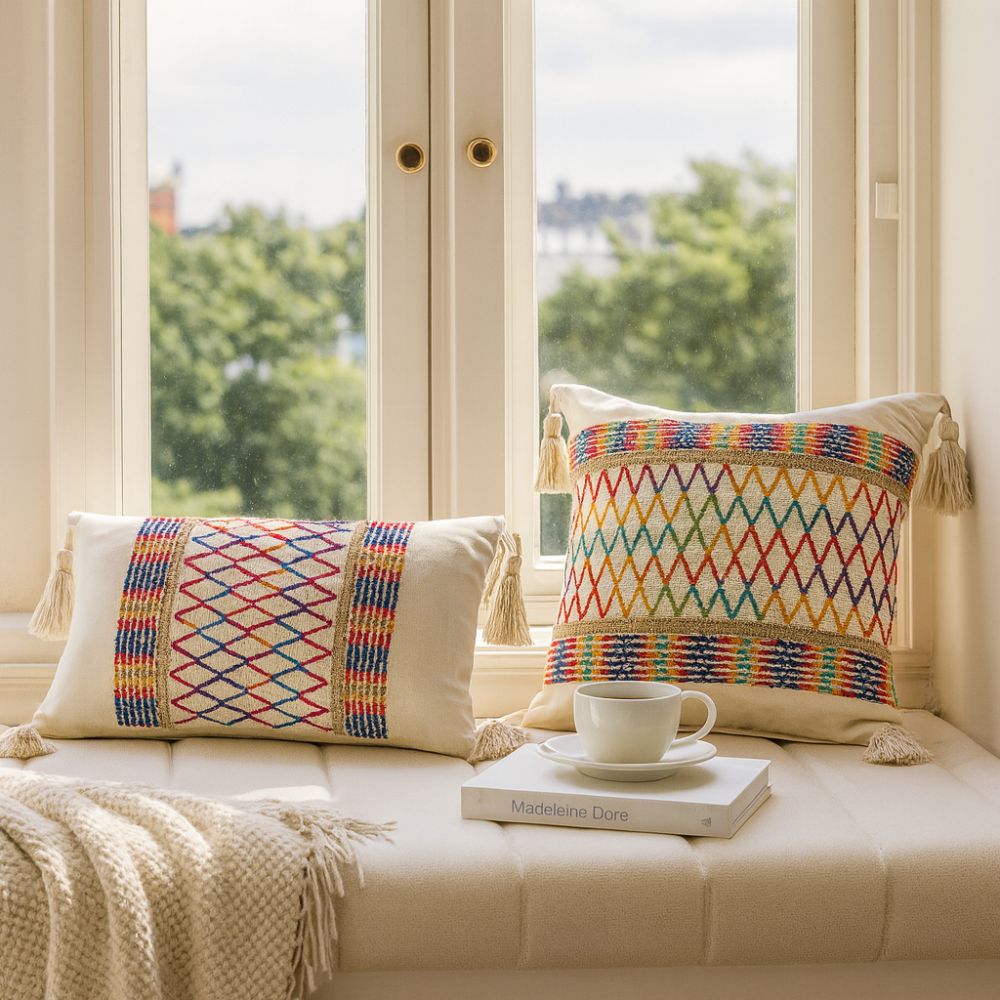 Lisslune | Rainbow Lattice Tassel Cushion Cover
