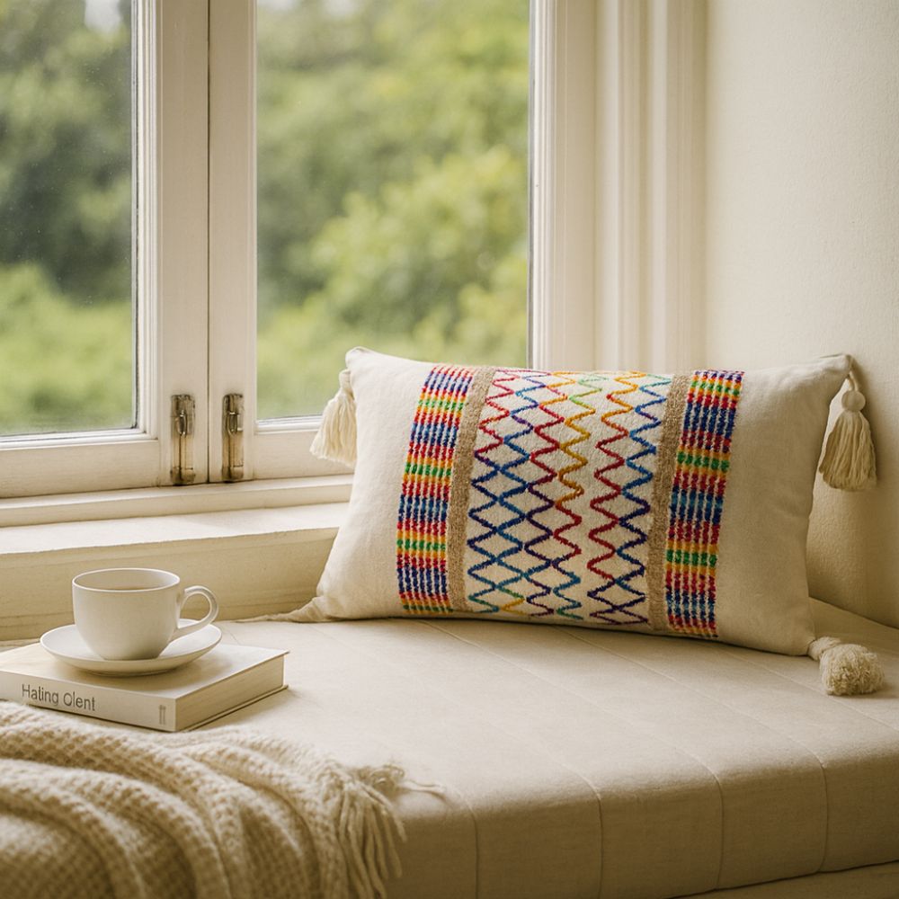 Lisslune | Rainbow Lattice Tassel Cushion Cover