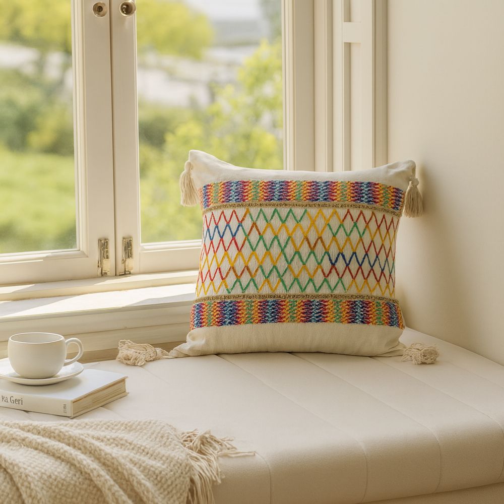 Lisslune | Rainbow Lattice Tassel Cushion Cover