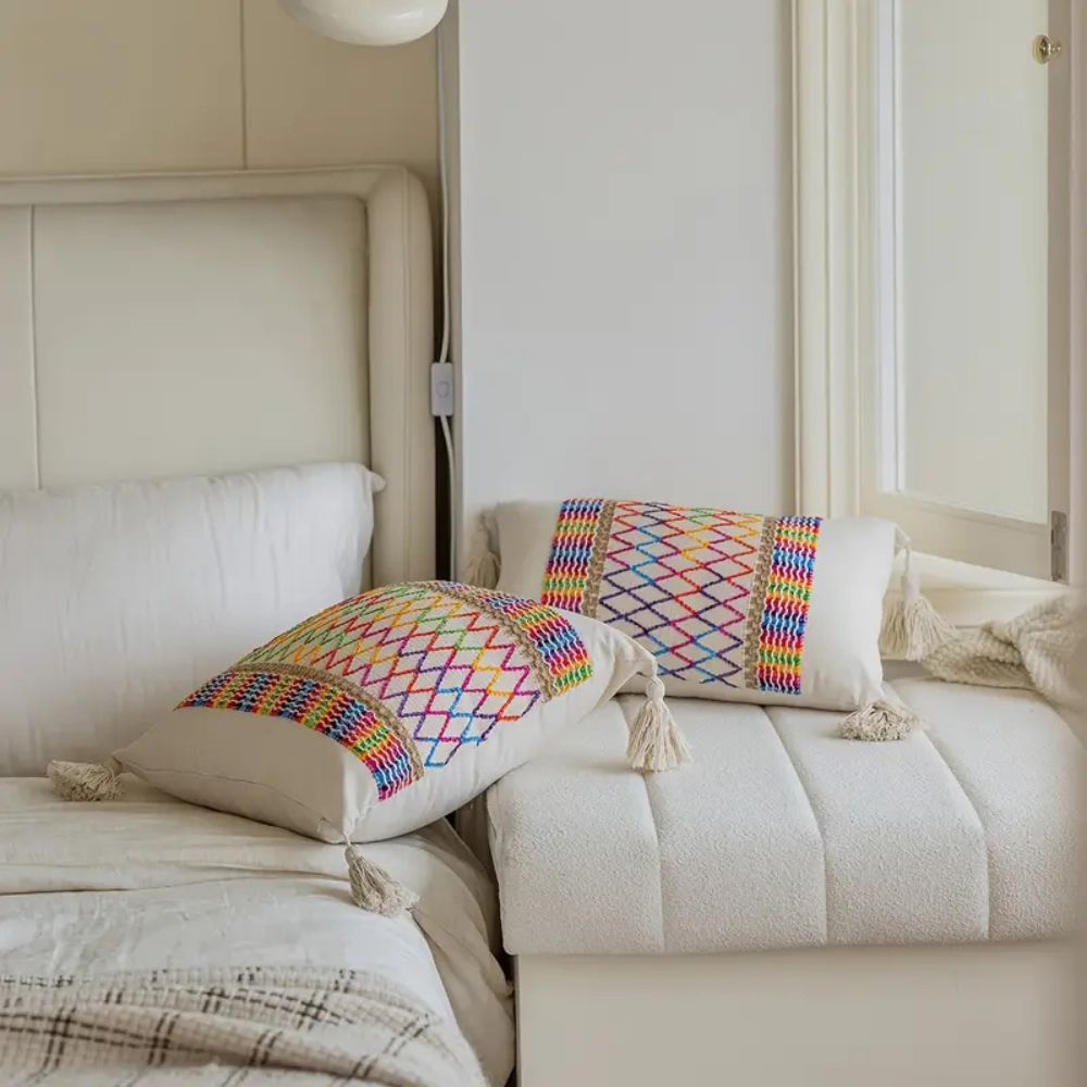 Lisslune | Rainbow Lattice Tassel Cushion Cover