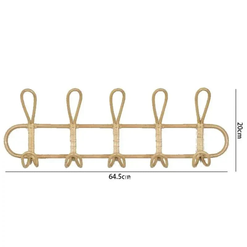 Lisslune | Retro Rattan Wall Hook with 5 Hangers