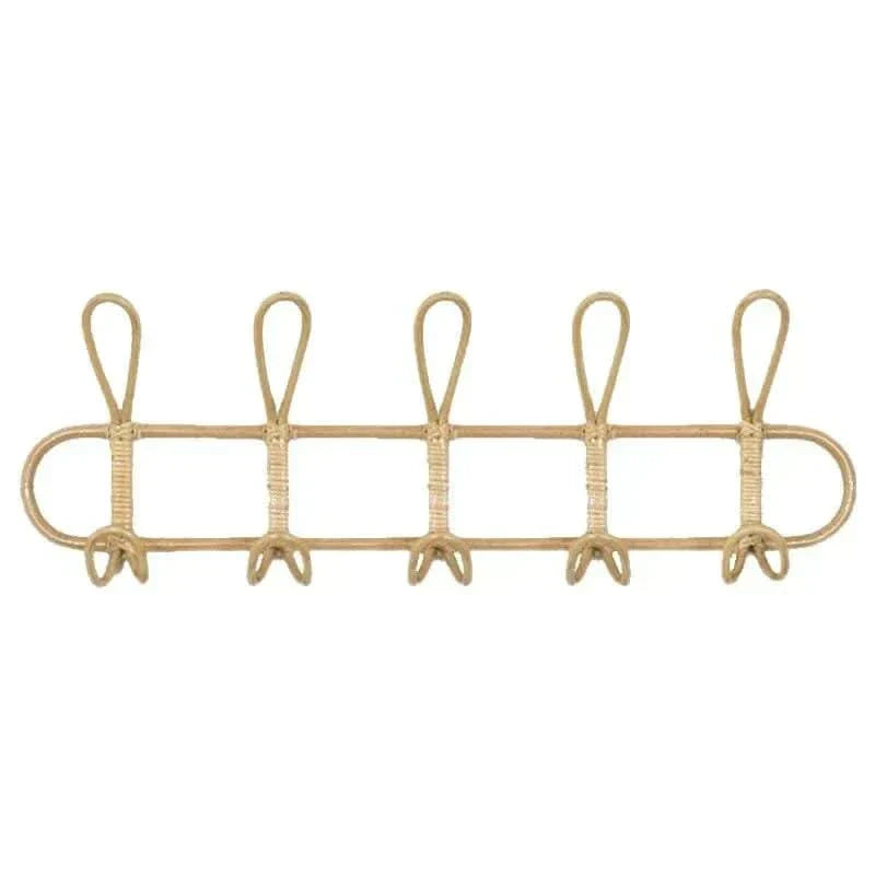 Lisslune | Retro Rattan Wall Hook with 5 Hangers